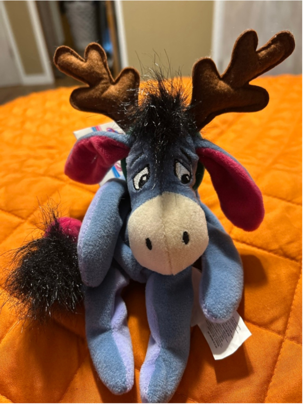 NWT Disney Store Eeyore Reindeer Bean Bag Plush Wlnnie the Pooh 8”